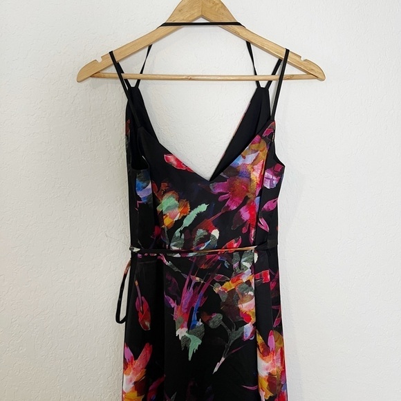 Aidan Mattox Printed Satin Wrap-Front Gown - Picture 7 of 10